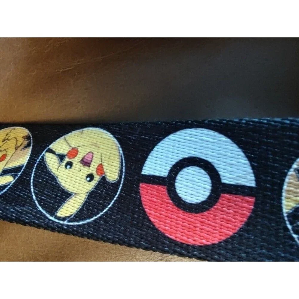 Men's Pokemon Pikachu Buckle Adjustable Canvas Black Belt Up 42